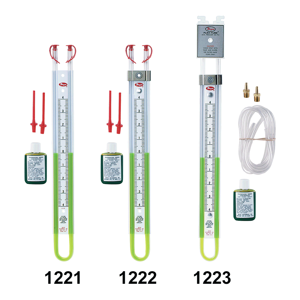 Dwyer Flex-Tube 1221/1222/1223 Пластиковый U-образный жидкостный манометр давления газа