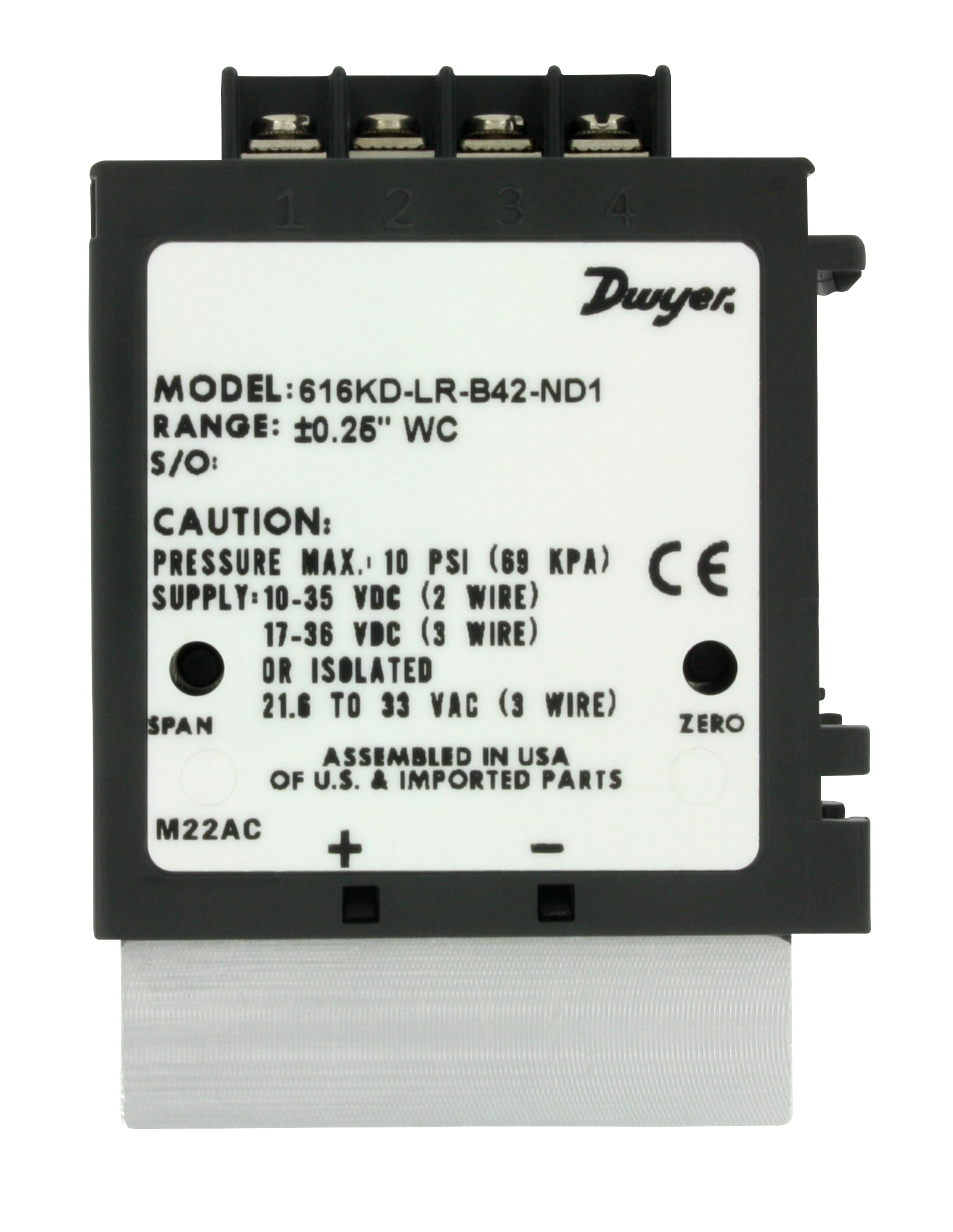 Dwyer 616KD-LR Дифференциальный датчик перепада давления воздуха и газа