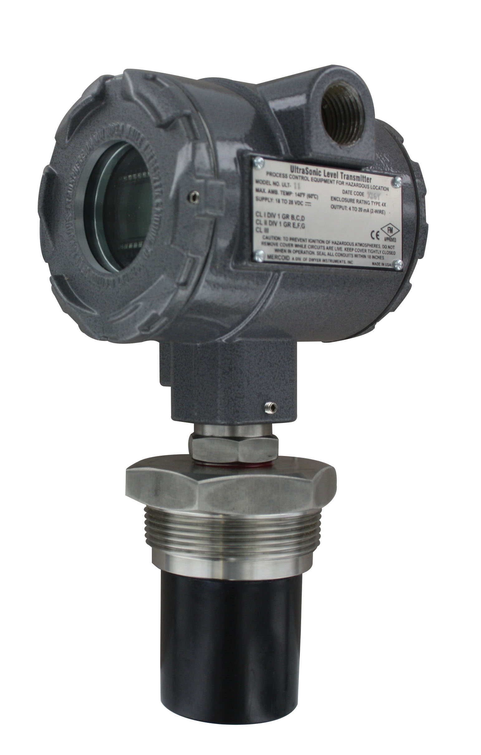 Dwyer ULT Взрывозащищенный ультразвуковой датчик уровня жидкости 4-20 мА Exd IP66